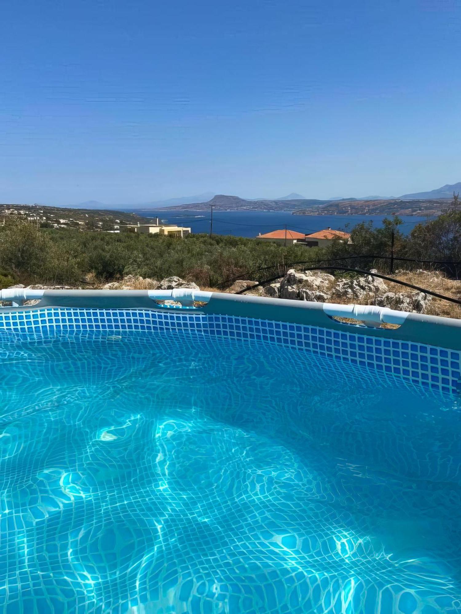 Souda Bay View With Private Pool Near Chania City Chrissi Akti Chania Exterior foto